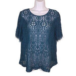 Loft Ann Taylor Floral Lace Blouse Top Size Medium